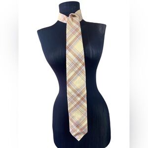 Vintage Pen West (A division of Pendleton) Pale Yellow Checkered Tie